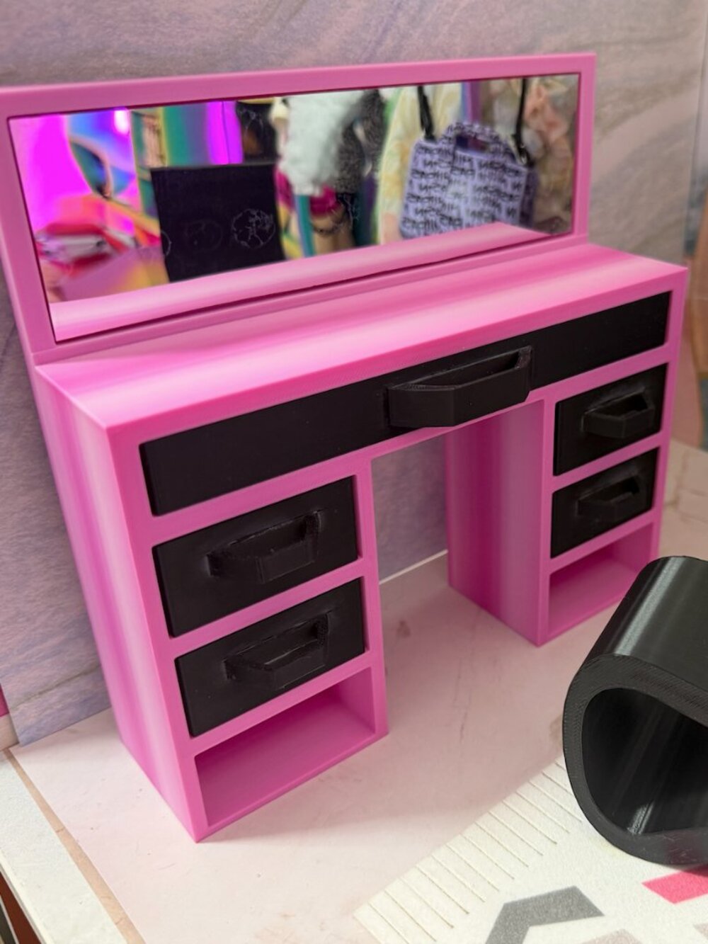 Barbie Vanity Makeup Table with Mirror and Chair | 11.5 Inch Doll Furniture
